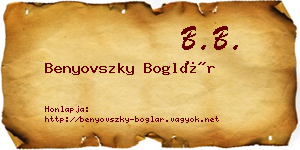 Benyovszky Boglár névjegykártya